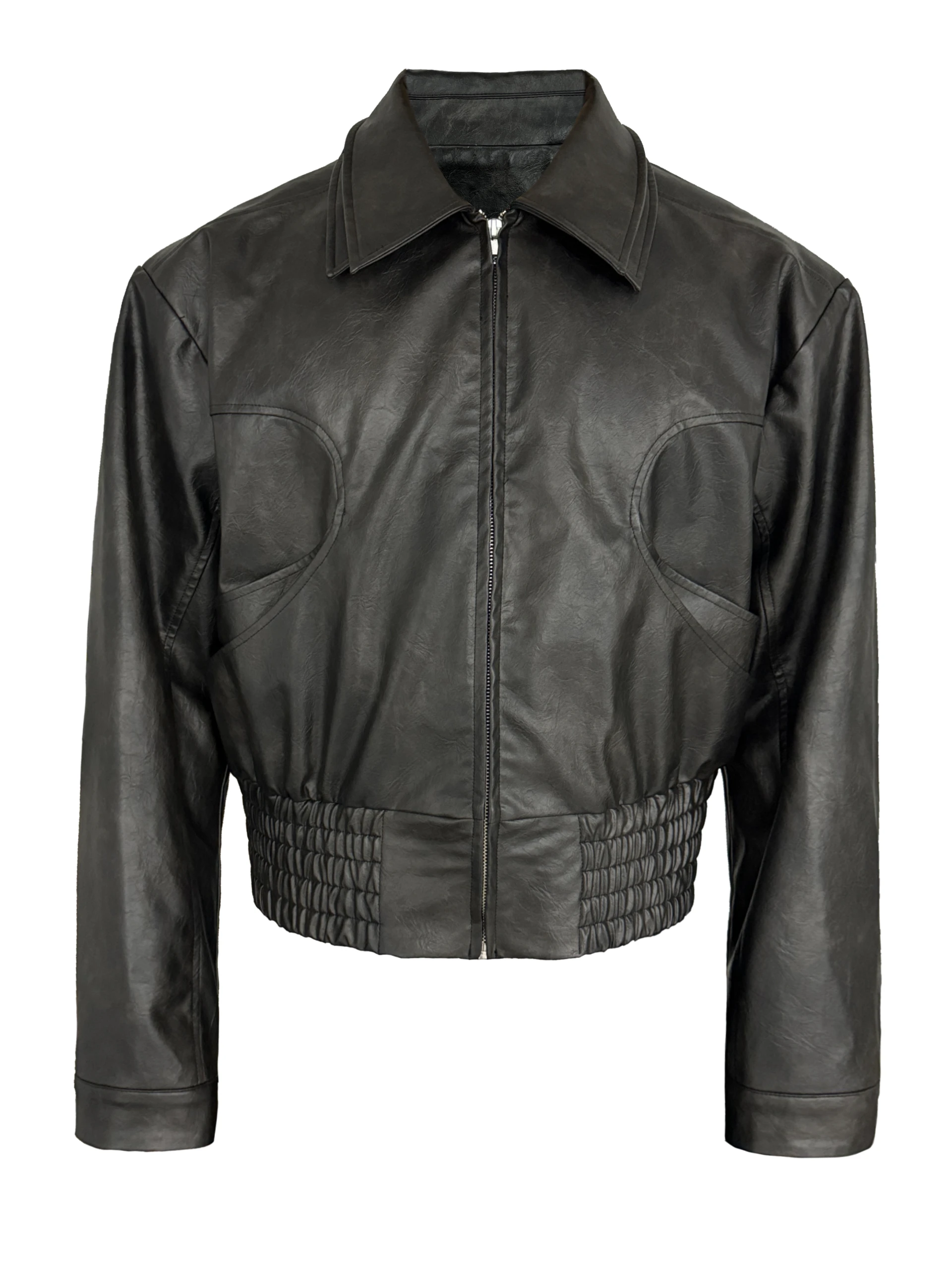 JCAESAR Jacket - Distressed Litchi Leather with Sculpted