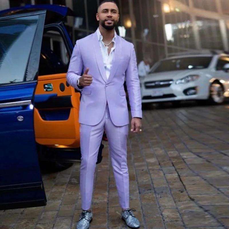 Nicholas Light Purple Shawl Lapel Prom Men Suits
