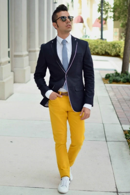 Barton Dark Navy Notched Lapel Prom Men Suits