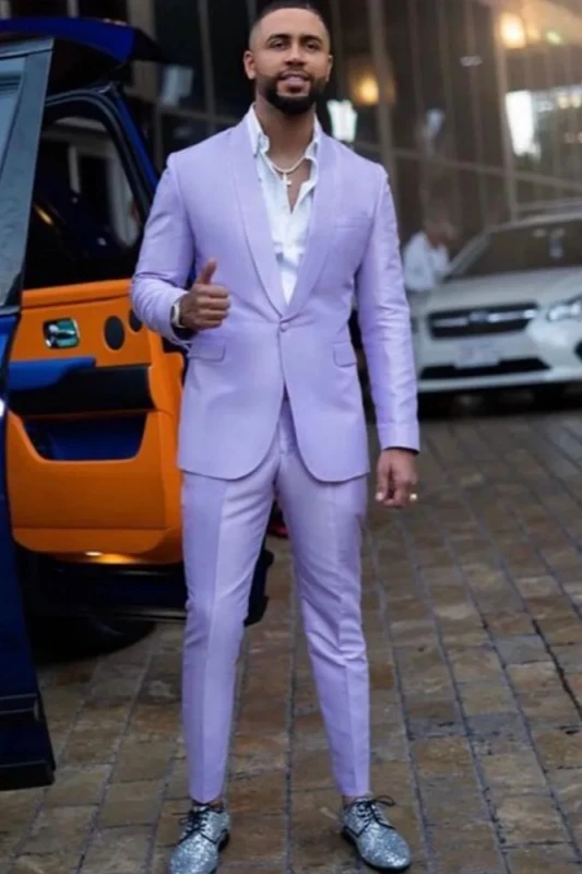 Nicholas Light Purple Shawl Lapel Prom Men Suits