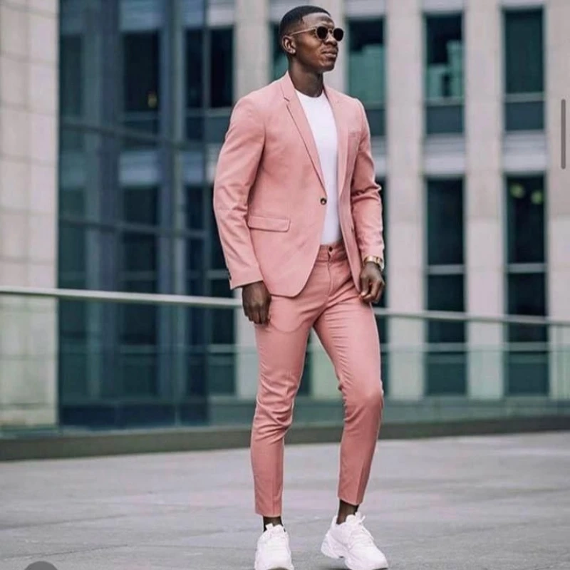 Steve Pearl Pink Notched Lapel Prom Men Suits