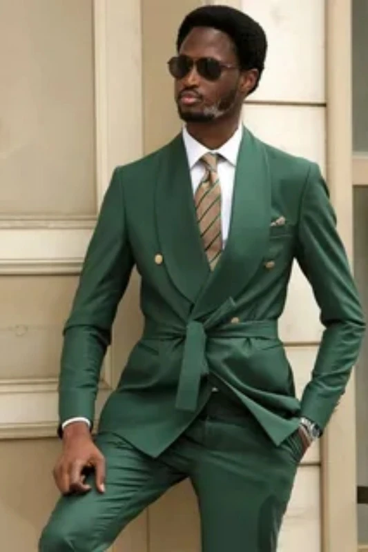 Benedict Dark Green Shawl Lapel Prom Men Suits