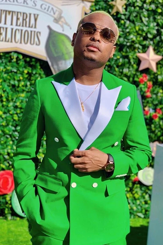 Derrick Green Peaked Lapel Double Breasted Prom Men Suits