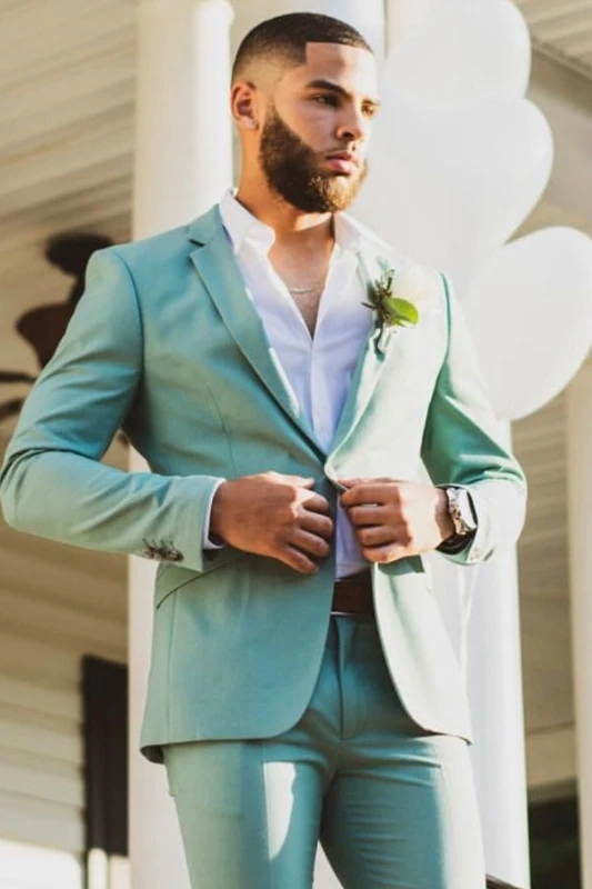Hilary Mint Green Notched Lapel Prom Men Suits
