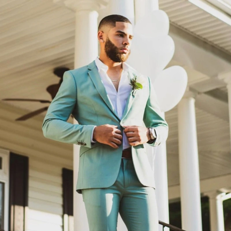 Hilary Mint Green Notched Lapel Prom Men Suits