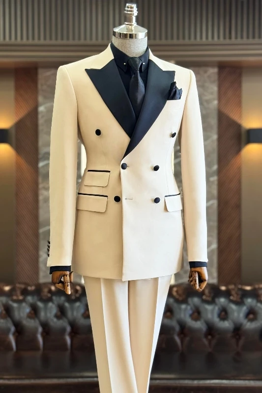 Sid Champagne Peaked Lapel Double Breasted Men Suits