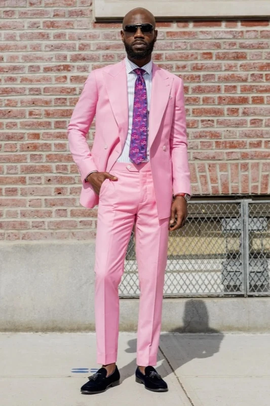 Giles Pink Peaked Lapel Prom Suits For Men