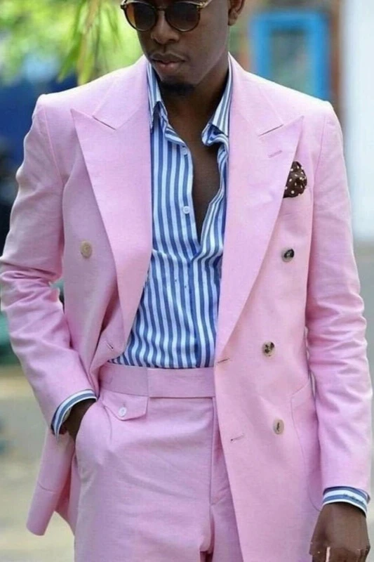 Alexandra Pink Peaked Lapel Prom Suits For Men