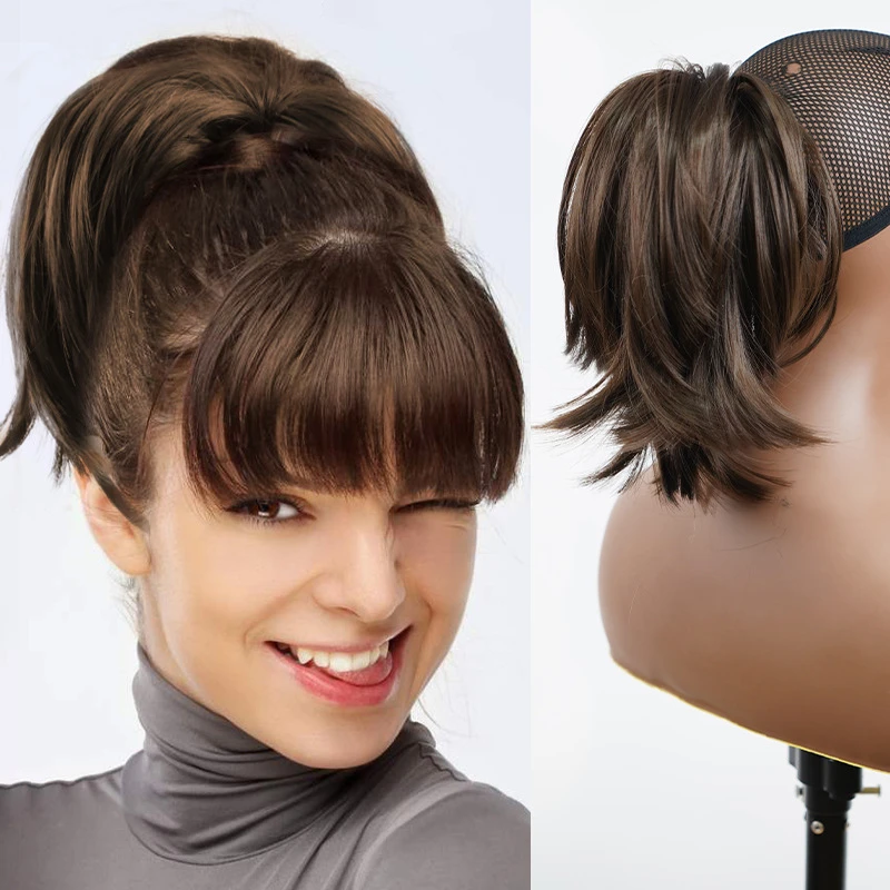 Short Straight Wigs For Women Heat-resistant Fiber Ponytail Hair