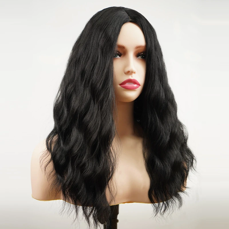 Synthetic Full Coverage Wig with Mechanically Styled Water Wave Texture, Natural Curls and Rose Gold Bob Cut