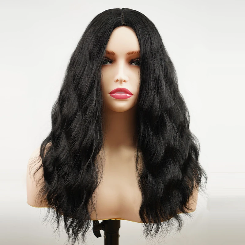 Synthetic Full Coverage Wig with Mechanically Styled Water Wave Texture, Natural Curls and Rose Gold Bob Cut