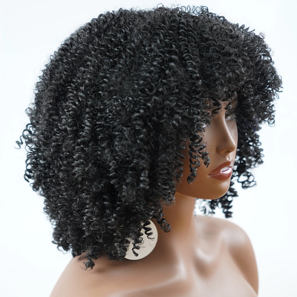 African American Synthetic Wig, Afro Kinky Curly Short Curly Wig