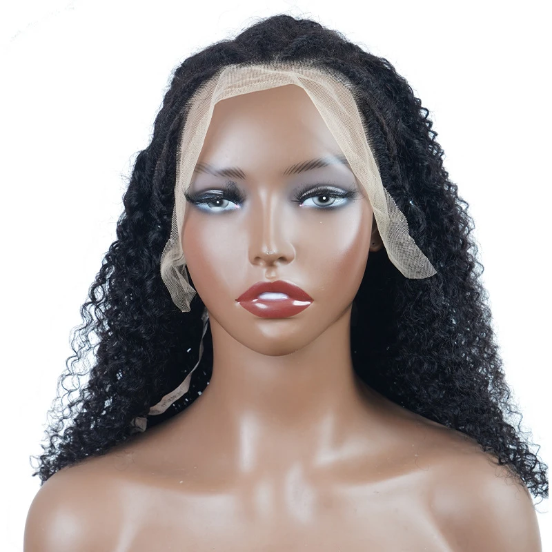 Black Kinky Curly Wig Made From Real Human Hair, 13x4 Frontal Lace, Hairpiece with Pieced Sections