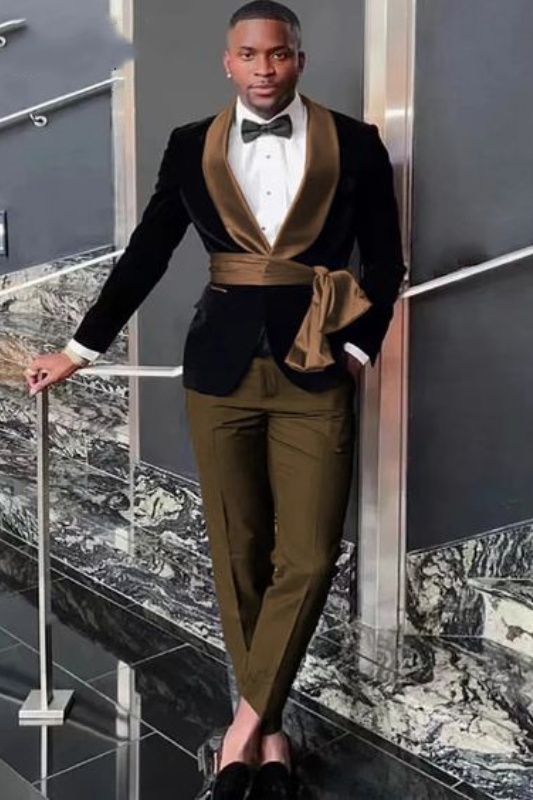 New Arrival Peach Shawl Lapel Two-Piece Slim Fit Bespoke Mens Prom Outfits main image 1