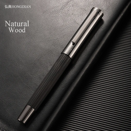 Hongdian calligraphy practice soft tip fountain pen log student use men's high-end girls exquisite business office adult calligraphy pen low ink 1866 Sumu ebony black forest retro signature pen gift box