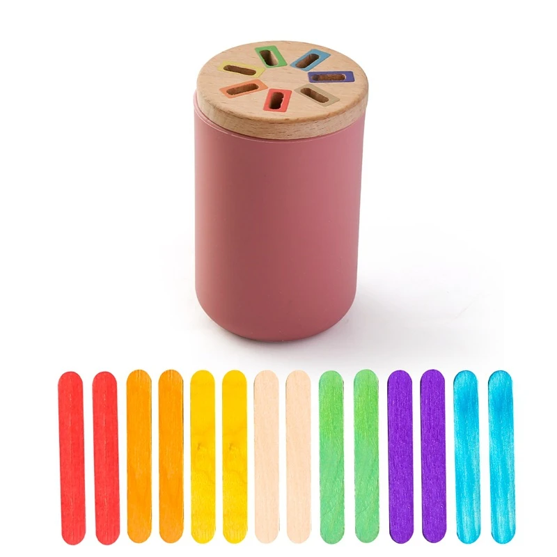 Montessori baby early education enlightenment color shape recognition classification tube toy children's educational toy silicone classification cup