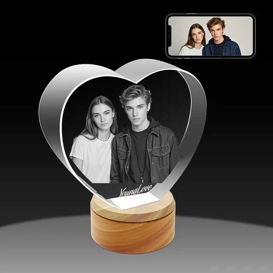2D Crystal Heart Photo Gift