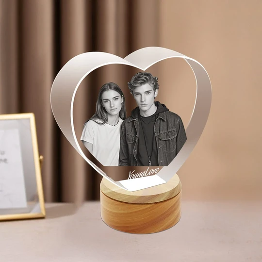2D Crystal Heart Photo Gift