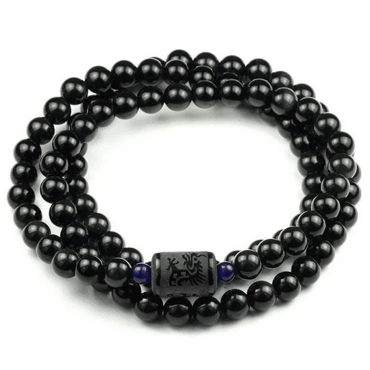 Dragon and Phoenix Obsidian Bracelet Wrap - Inspire Honesty and Eternal Love