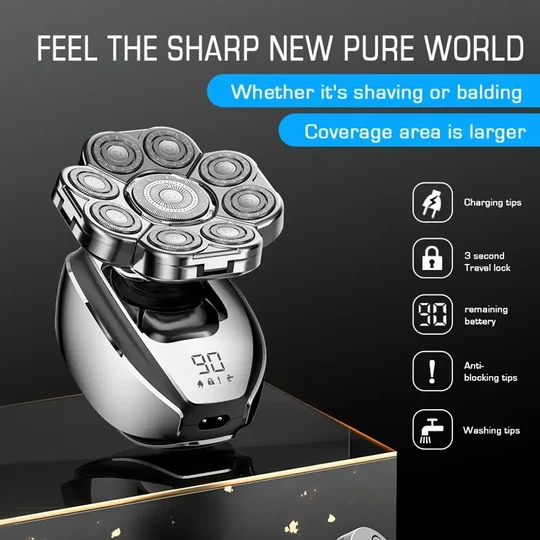 Upgraded 9D Electric Head Shaver, Premium Cordless Rechargeable Bald Head Razor for Men, 6-in-1 Grooming Kit, Easy to Clean, Best Mens Gift for Christmas
