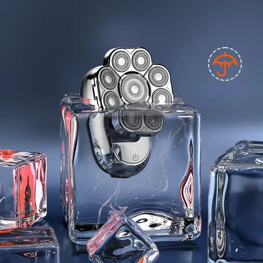 9D Head Shaver For Bald Men, 6-in-1 Electric Razor For Men With Nose Hair Trimmer, Cordless Rechargeable Bald Head Shavers For Wet/Dry With Large Battery, LED Display