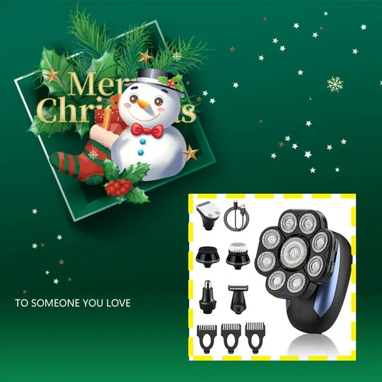 Head Shavers For Bald Mens, Upgraded 9D Electric Razor For Men, USB Rechargeable, Clippers, Nose Hair Trimmer, Face Scrubber & Facial Cleansing Brush, Best Mens Gift, Christmas Gift