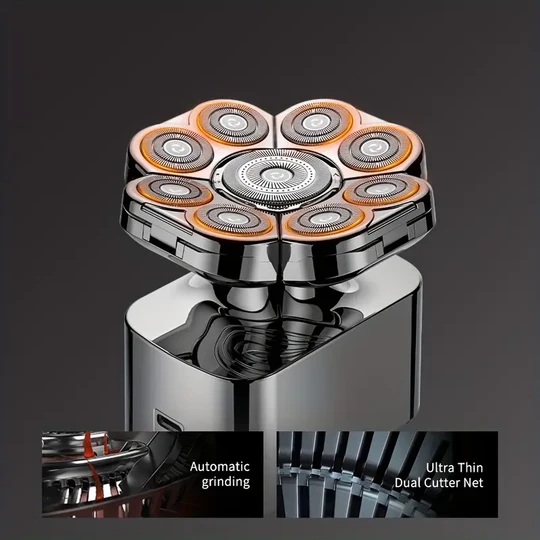 9D Electric Head Shaver for Bald Men - USB Rechargeable, Includes Clippers & Nose Trimmer, Facial Cleansing Brush - Perfect Gift for Him