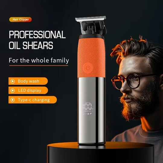 1pc Professional Electric Engraved Hair Clipper, Men'S Hair Cutting Pusher, Personality Barber Shop Scraping Beard Hair Cutting Beauty Tool, Father'S Day Gift, Best Mens Gift, Christmas Gift