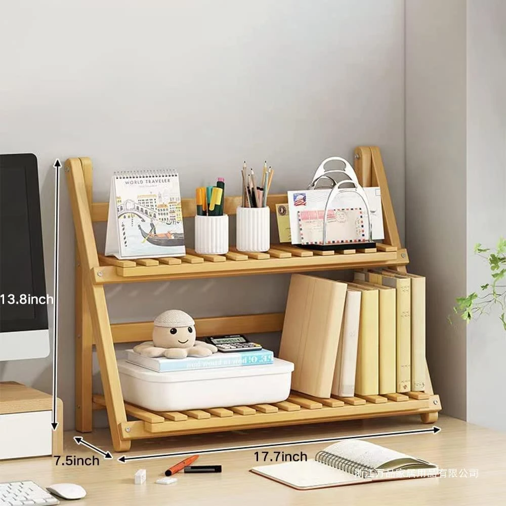 Bamboo 2nd Floor Desktop Manager Office Storage Rack Bamboo Storage Container No Shelf Desktop
