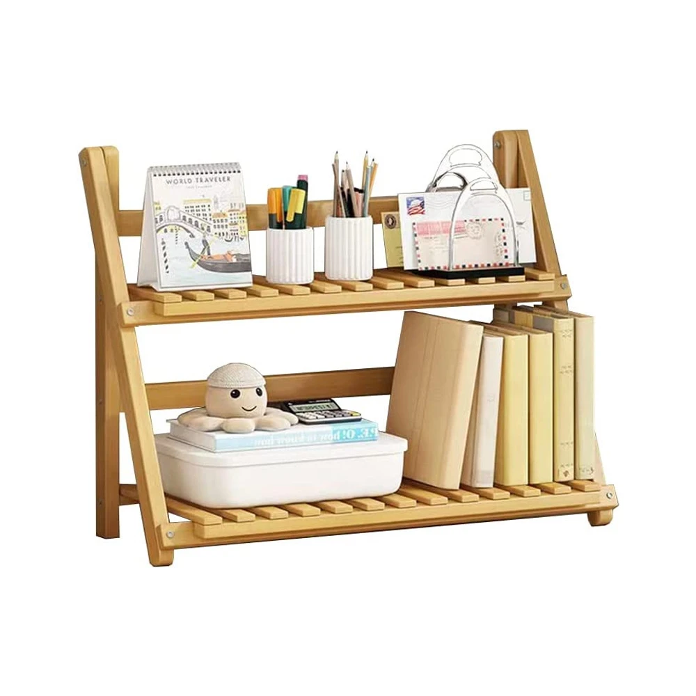 Bamboo 2nd Floor Desktop Manager Office Storage Rack Bamboo Storage Container No Shelf Desktop
