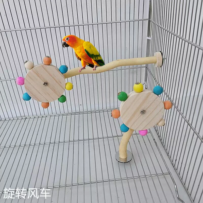 跨境鹦鹉鸟玩具 旋转风车站棒 鸟笼站杆站杠益智玩耍用品厂家直销