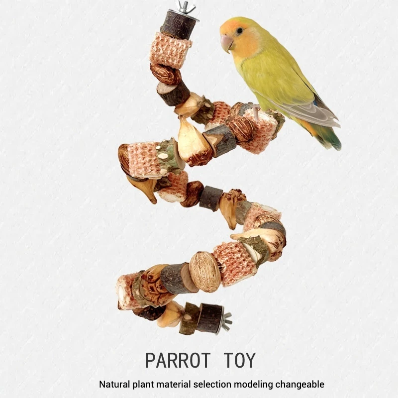  Parrot toy mountain pineapple nut skewer log block chewing skewer climbing ladder grinding bird toy landscaping bird supplies