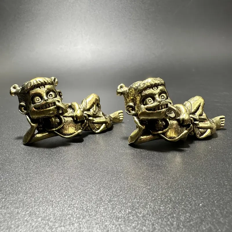 1Pcs Classic Nezha Brass Figure Ornaments, Perfect Home, Office Desktop Decorations, Movie and Anime Style, Valentine's Day, Easter Gifts, No Electricity Required, Anime Movie Fans Collection
