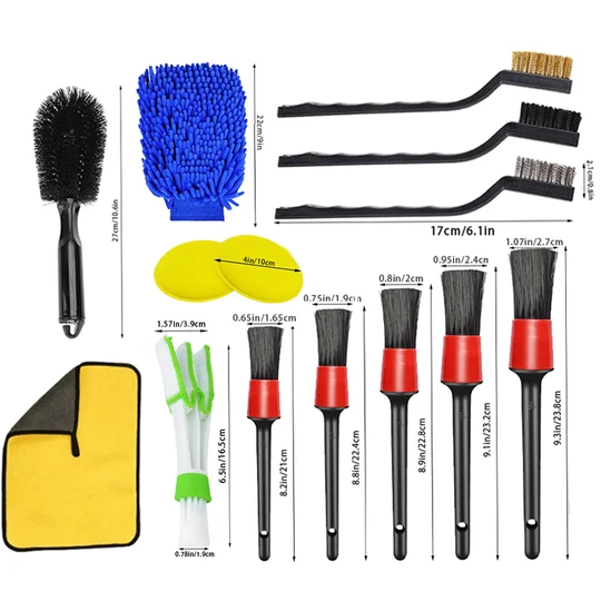 Hot Selling 14pcs Car Detailing Brush Set Buffing Sponge Pads Cleaning Tools for Interior Exterior Washing Gap Cleaning Brush
