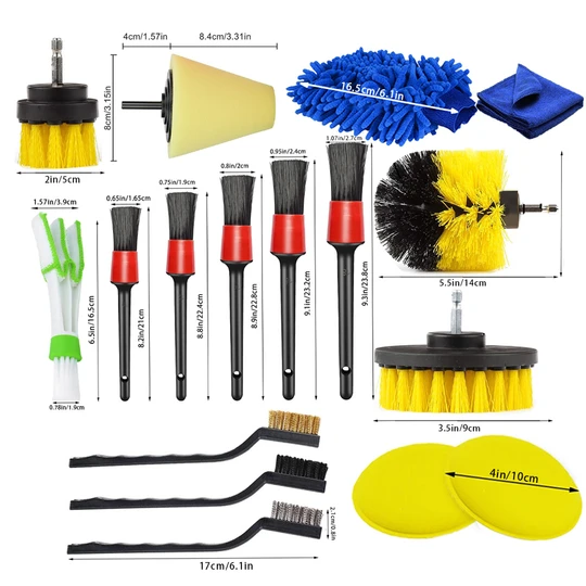 Hot Selling 17pcs Gap Brush for Car Care and Plastic Car Wash Cleaning Set Electric Drill Detail Brush Car Care Detail Brush