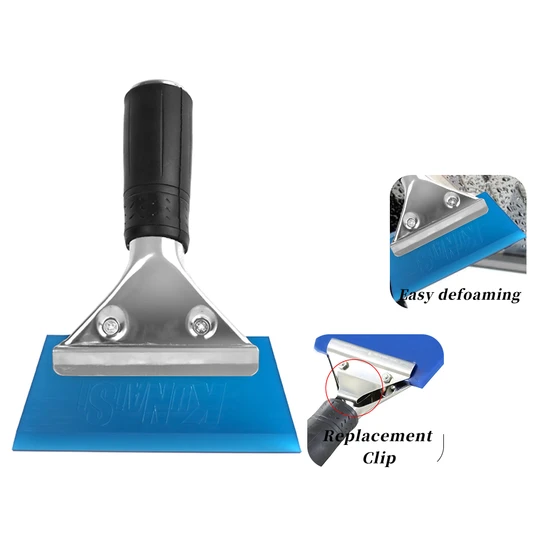 KUNAISI Ppf Wrap Squeegee Metal Wiper Cleaning Squeegee Ice Cleaning Scraper with Stainless Steel Clip Locking Handle