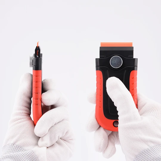 KUNAISI Glue Remover with Blade Storage Box Plastic Razor Blade Glass Plastic Cleaning Scraper Tool for Sticker Removal