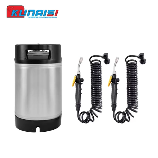 KUNAISI 9.5L Double Nozzle Customize Portable Tint Keg Pressure Car Wash tank Ppf Sprayer Water Pressure Tank Tpu Tint Keg
