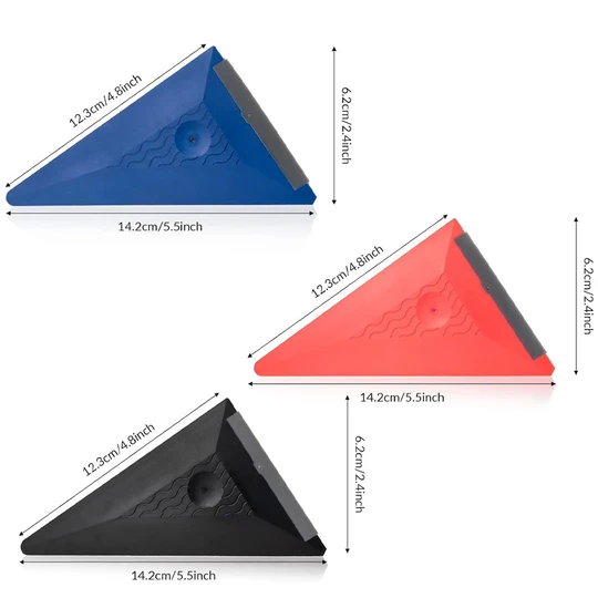KUNAISI 3 Pcs with Silicone Edge Triangle Squeegee for Car Vinyl PPF Installation and Vinyl Wrap Corner Work