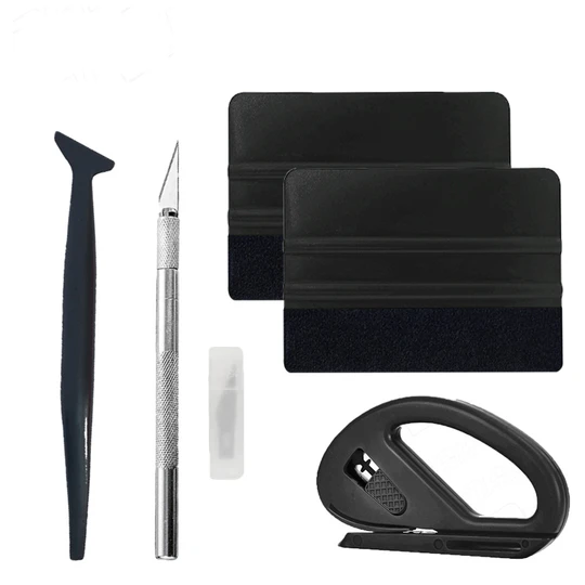 KUNAISI Custom Car Window Tint Installation Kit Vinyl Wrap Tools With Felt Squeegee Razor Blade Knife Zippy Vinyl Cutter