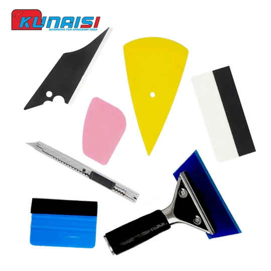 KUNAISI 7pcs Vinyl Tools Vehicle Vinyl Install Scraper Squeegee Set Auto Window Tint Car Vinyl Wrap Kit Car Wrapping Tools Set