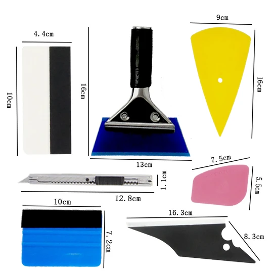 KUNAISI 7pcs Vinyl Tools Vehicle Vinyl Install Scraper Squeegee Set Auto Window Tint Car Vinyl Wrap Kit Car Wrapping Tools Set