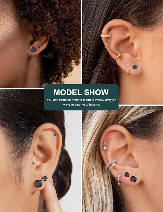 6 Pairs Stud Earrings Set