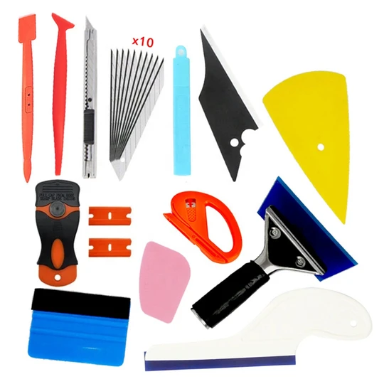 Vinyl Wrap Tool Window Tint Kit 7 Pieces Vehicle Tinting Glass Protective Film Wrapping Installation Set Included Squeegees