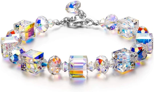 Women's Sterling Silver Aurora Borealis Crystal Bracelet