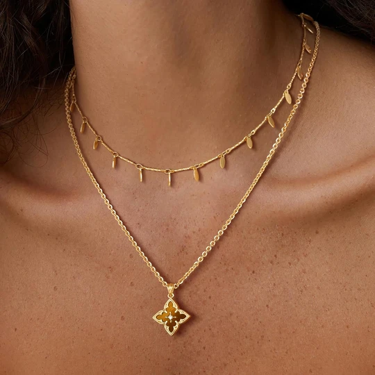 Gold Clover Necklace for Women 