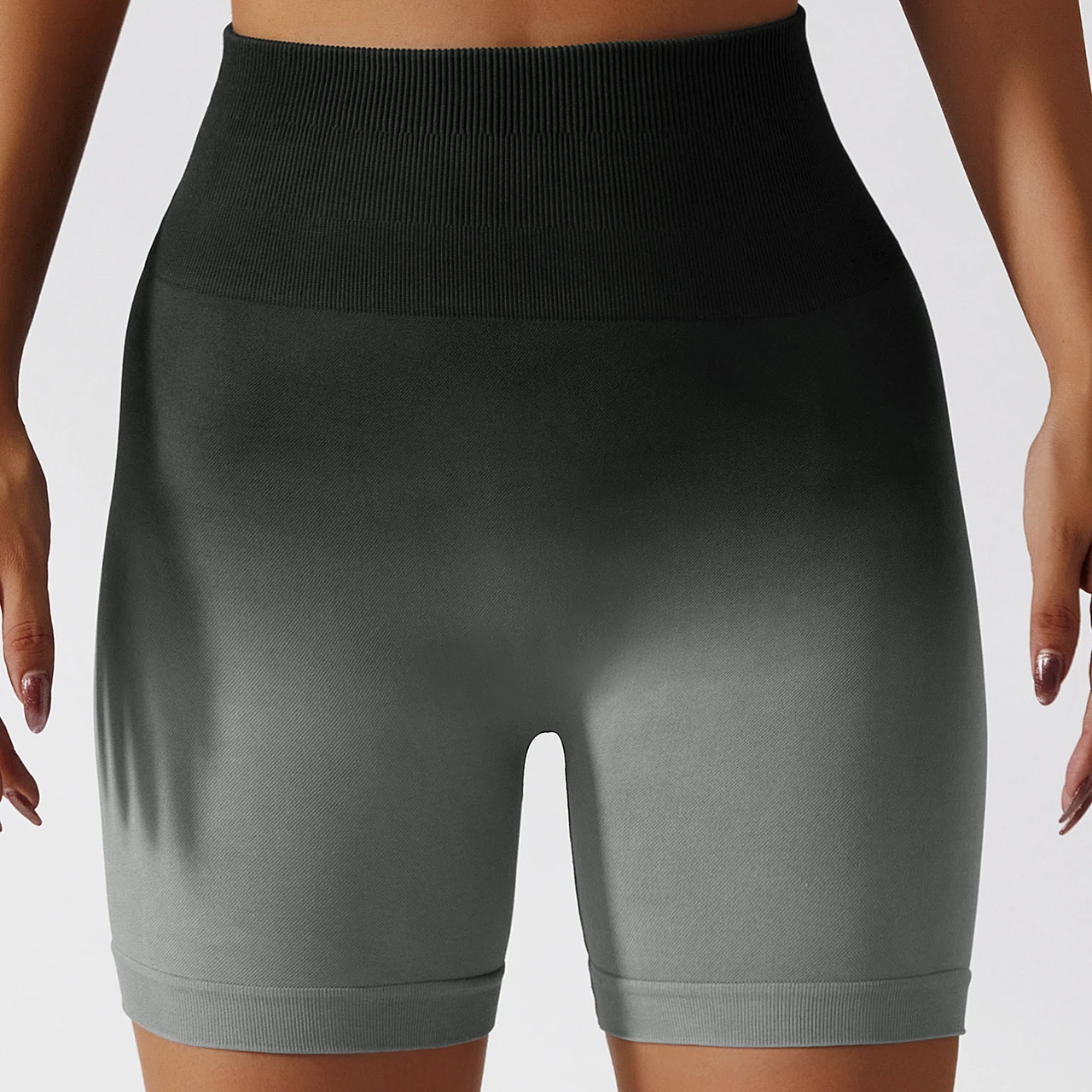 Seamless Yoga Shorts Gradient Color Shorts Women Fitness Elastic Scrunch Push Up Sports 