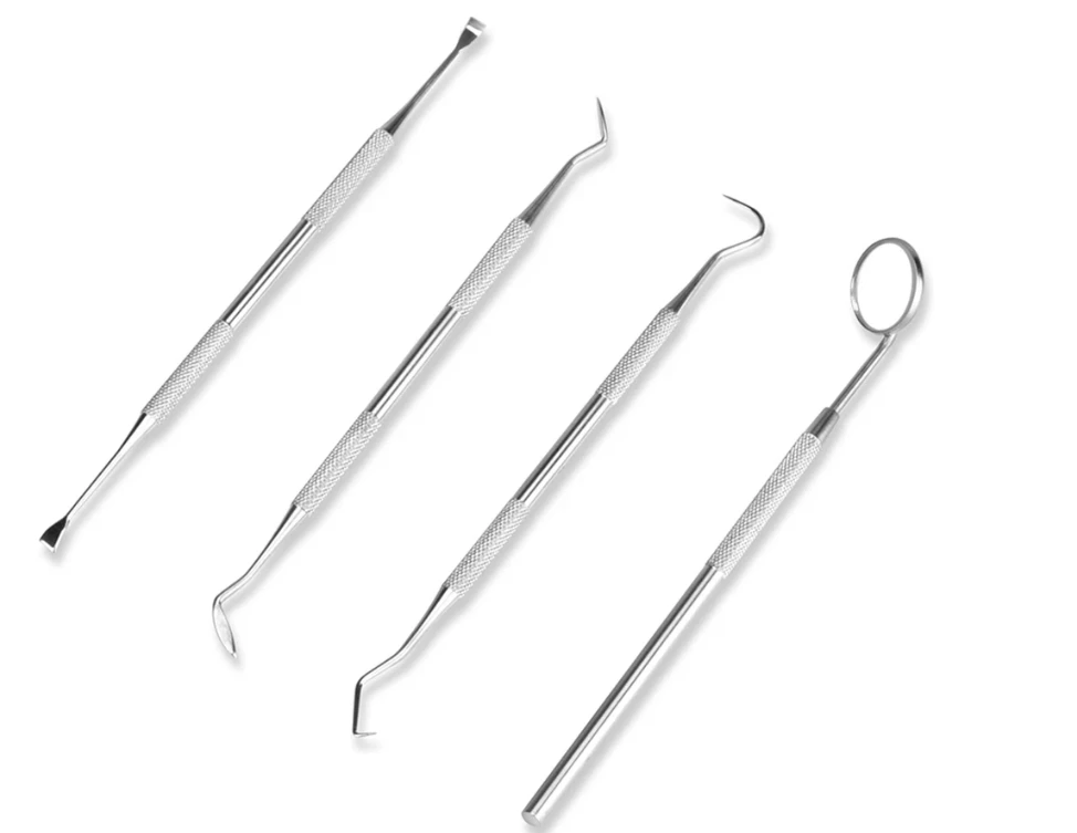 4pcs/Set Tartar Scraper Scaler Plaque Remover Teeth Cleaning Tool Dentist Dental Hygiene Kit Dental Calculus Remover Oral Care