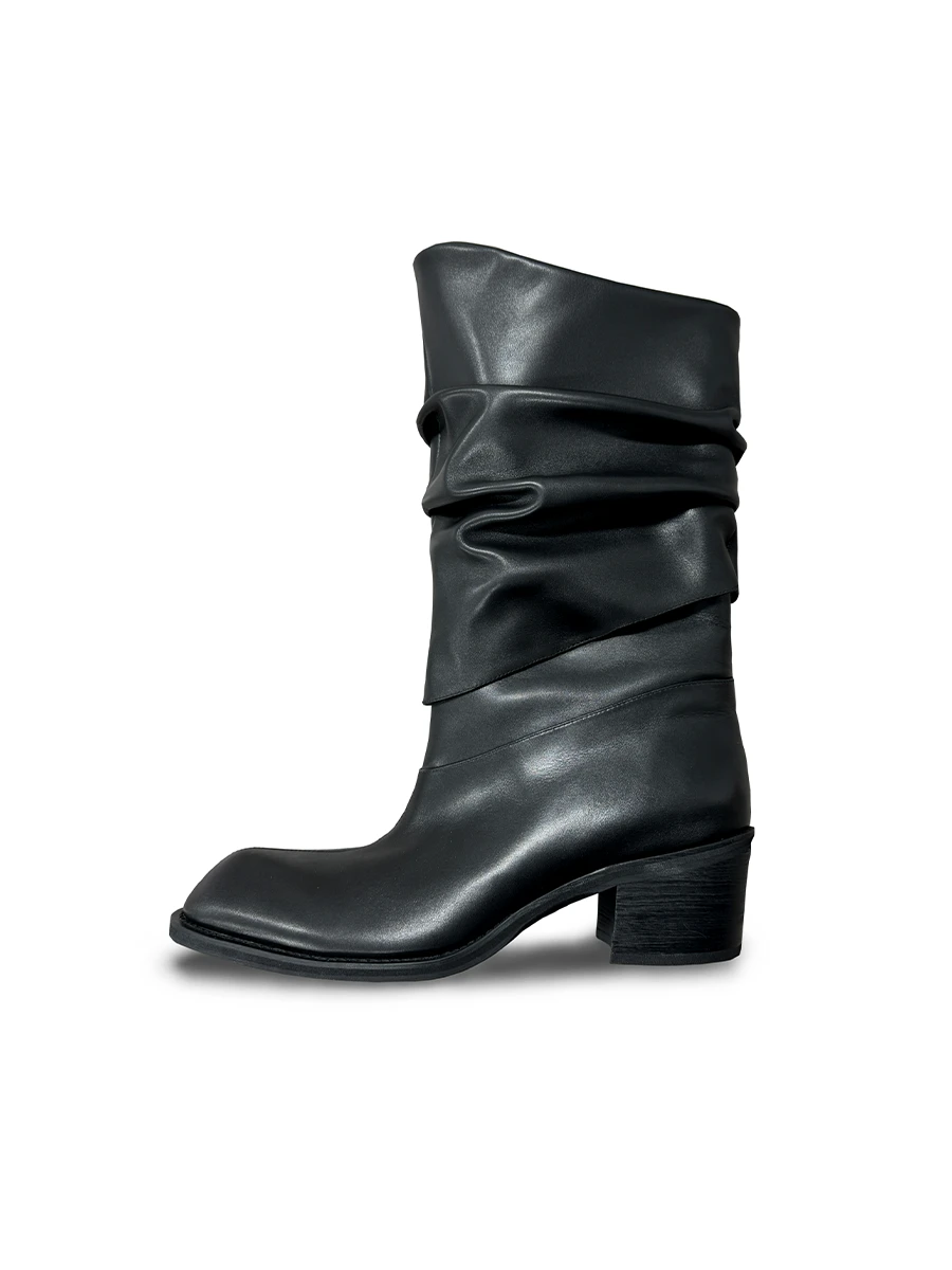 jcaesar studio KNIGHT BOOTS ブーツ Jcaesar Knight Boots | Slouchy Black Leather Riding Boot for