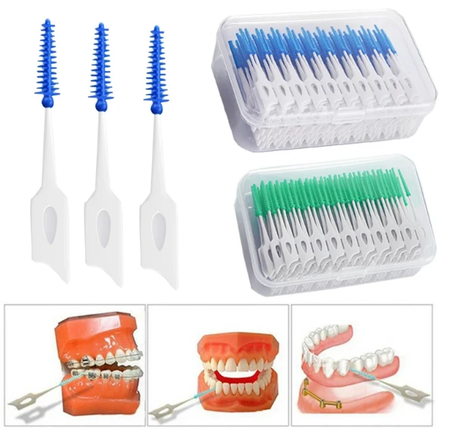200pcs Interdental Silicone Brushes Dental Toothpicks Brush Between Teeth Silicone Toothpicks With Thread Oral Cleaning Tool-6